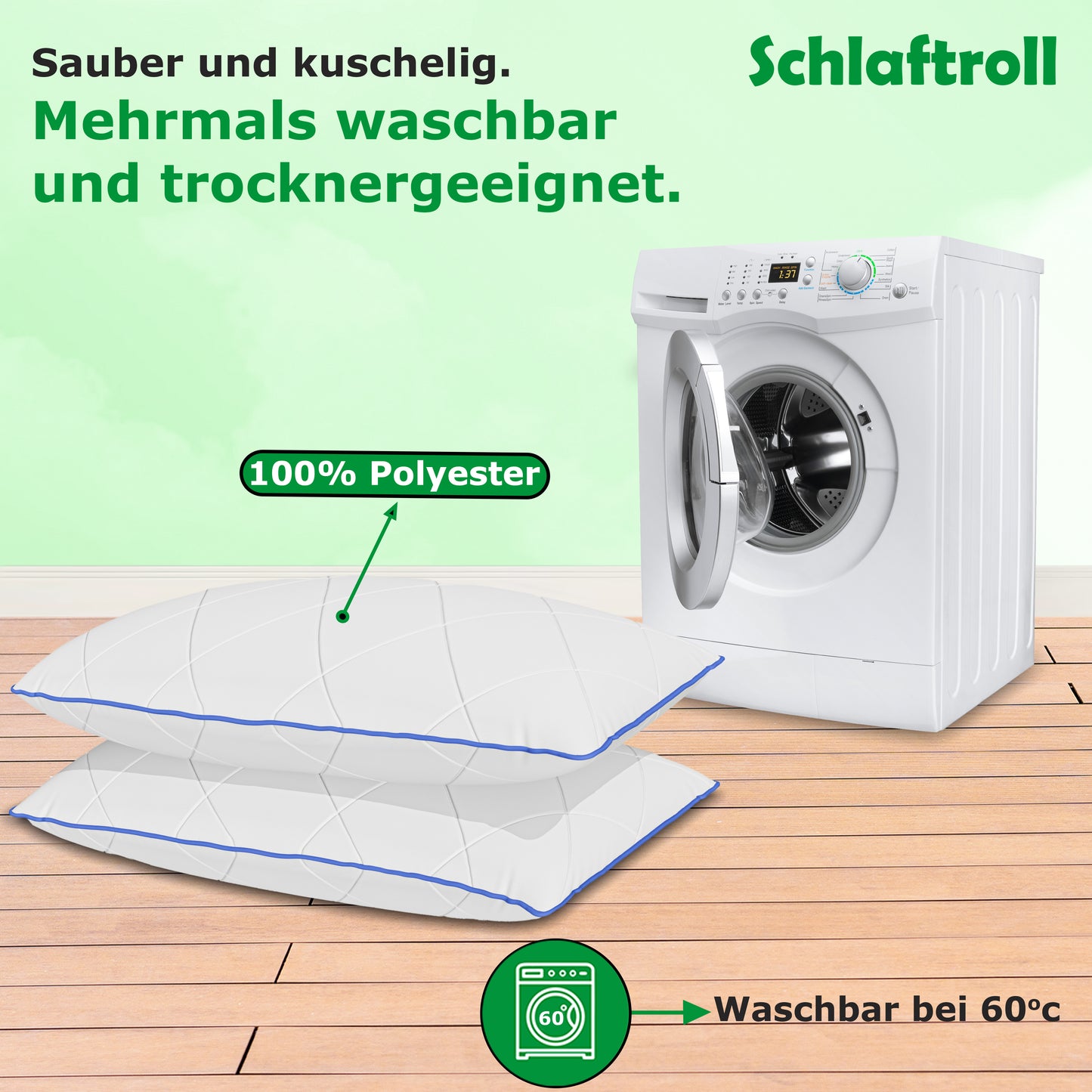 Komfortables Mikrofaser Kopfkissen in Blau – Weich & Atmungsaktiv
