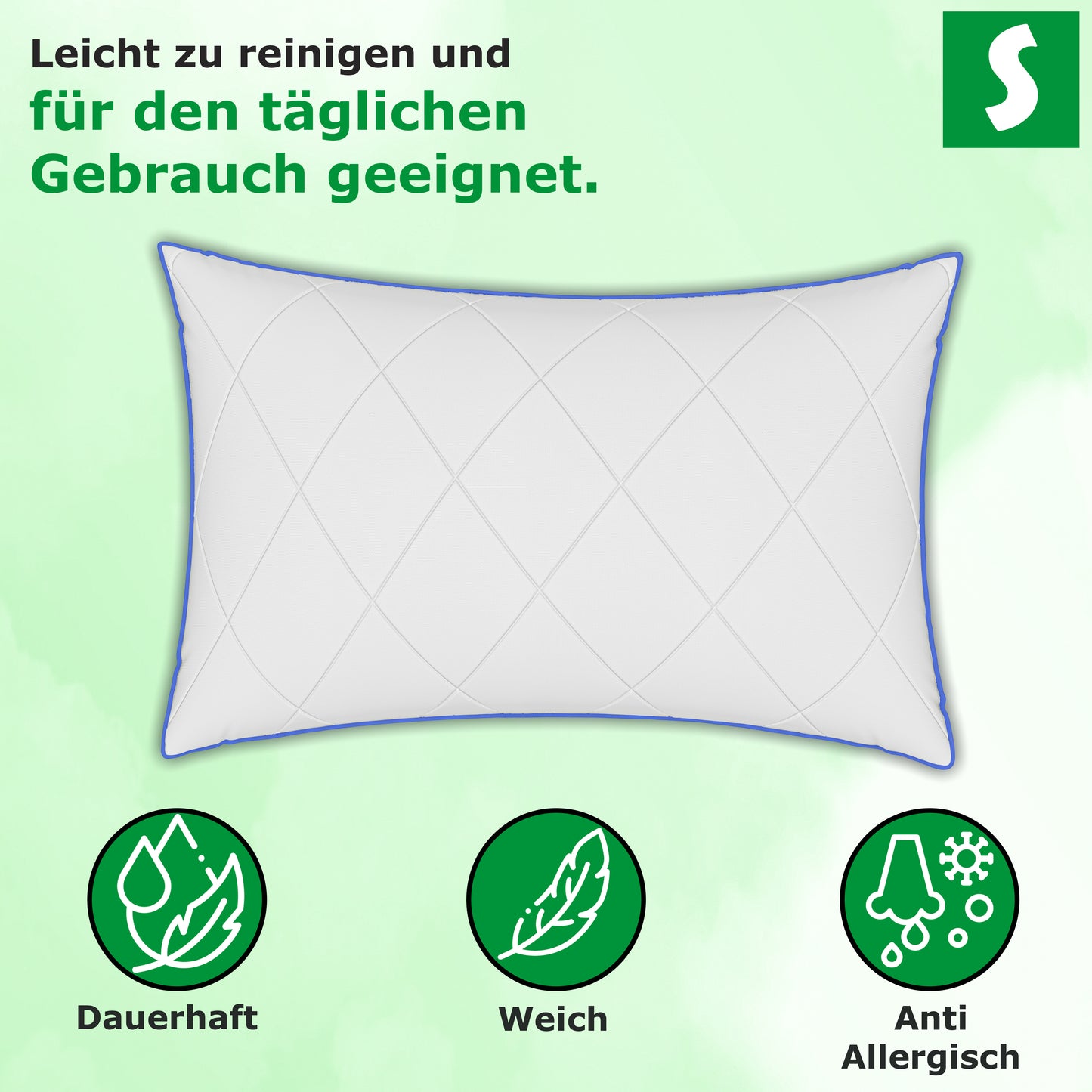 Komfortables Mikrofaser Kopfkissen in Blau – Weich & Atmungsaktiv
