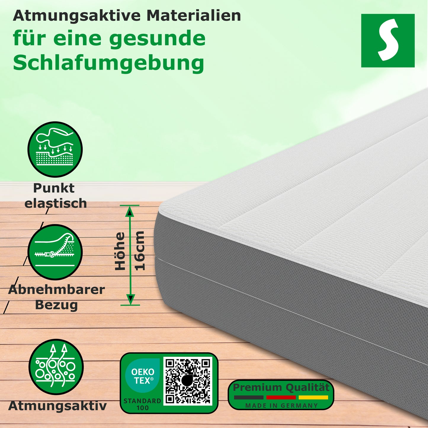 7-Zonen Kaltschaummatratze – 17 cm Höhe, Härtegrad H3, ergonomisch & atmungsaktiv
