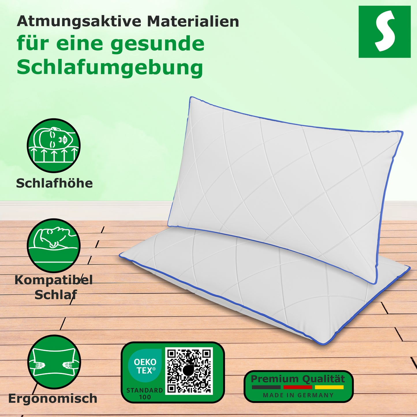 Komfortables Mikrofaser Kopfkissen in Blau – Weich & Atmungsaktiv