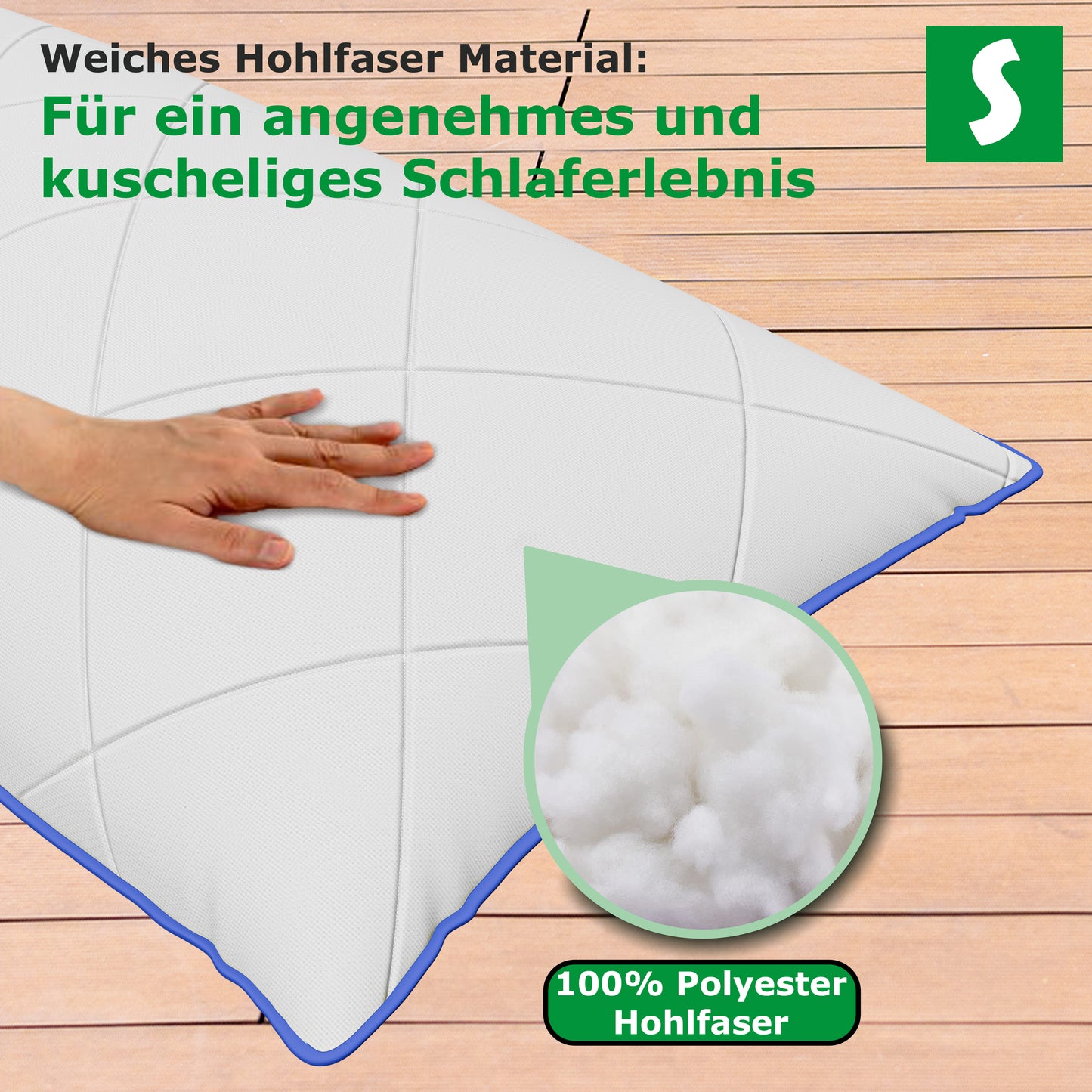 Komfortables Mikrofaser Kopfkissen in Blau – Weich & Atmungsaktiv