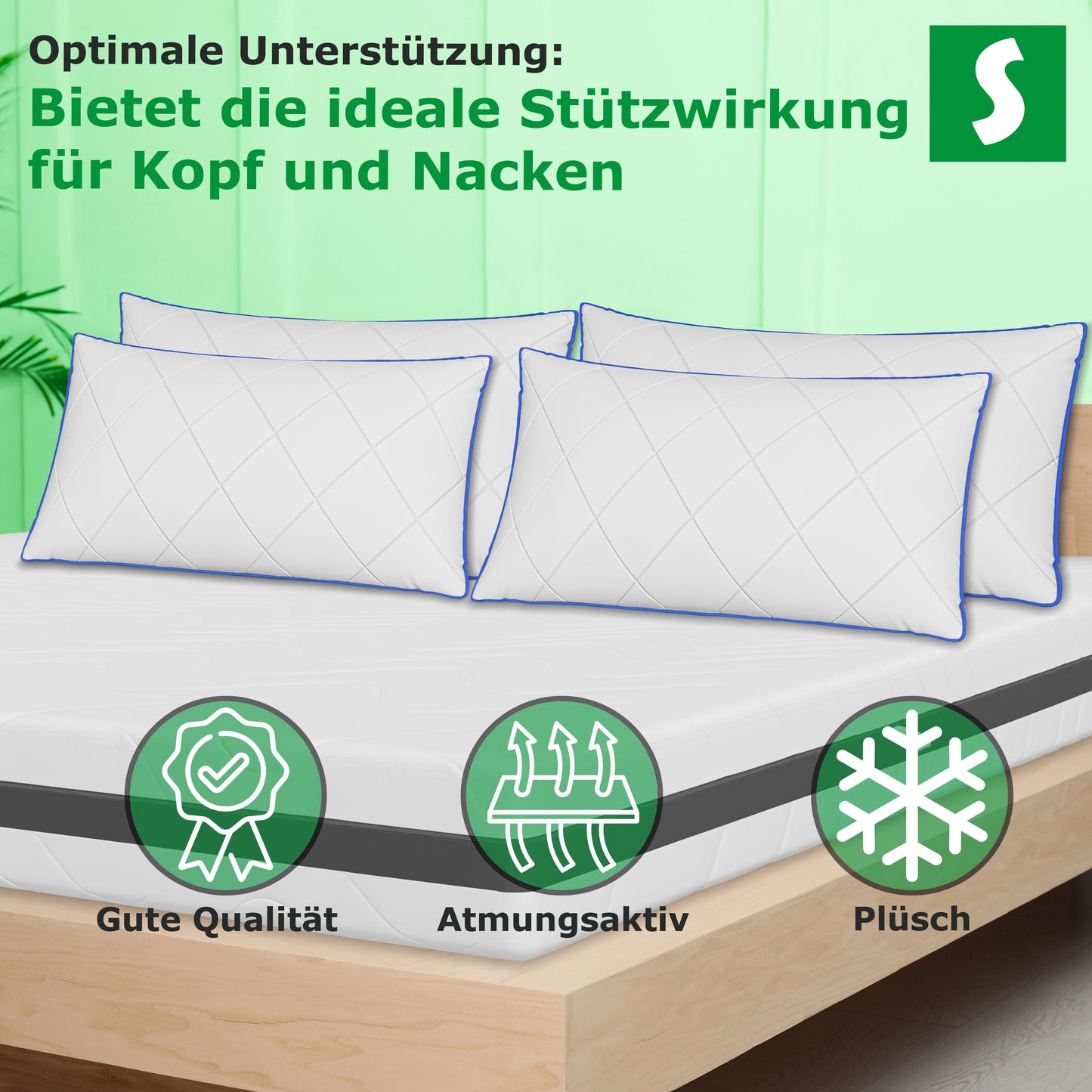 Komfortables Mikrofaser Kopfkissen in Blau – Weich & Atmungsaktiv