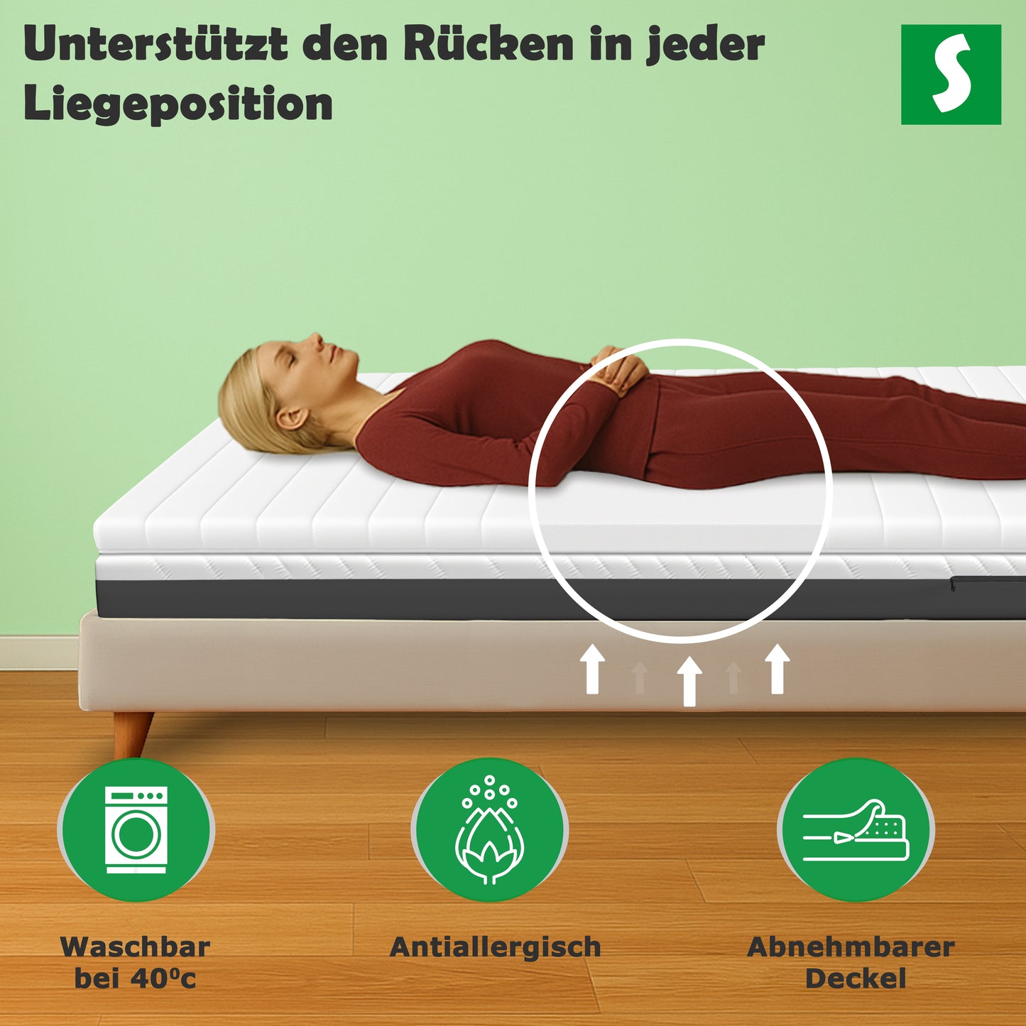 Unterstutzt den Rucken in jeder Llegeposition