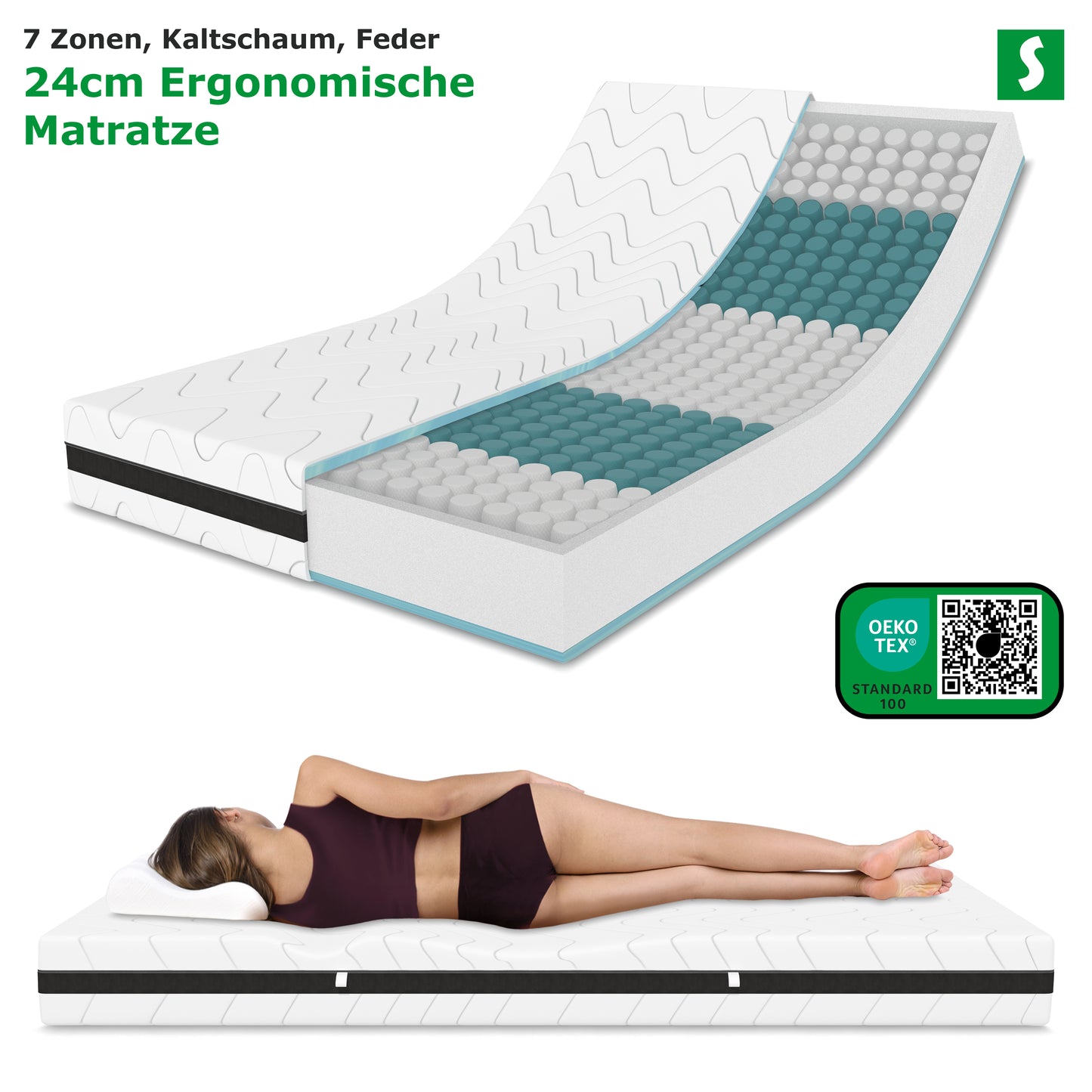 Taschenfederkernmatratze 7-Zonen – Härtegrade H3 & H4