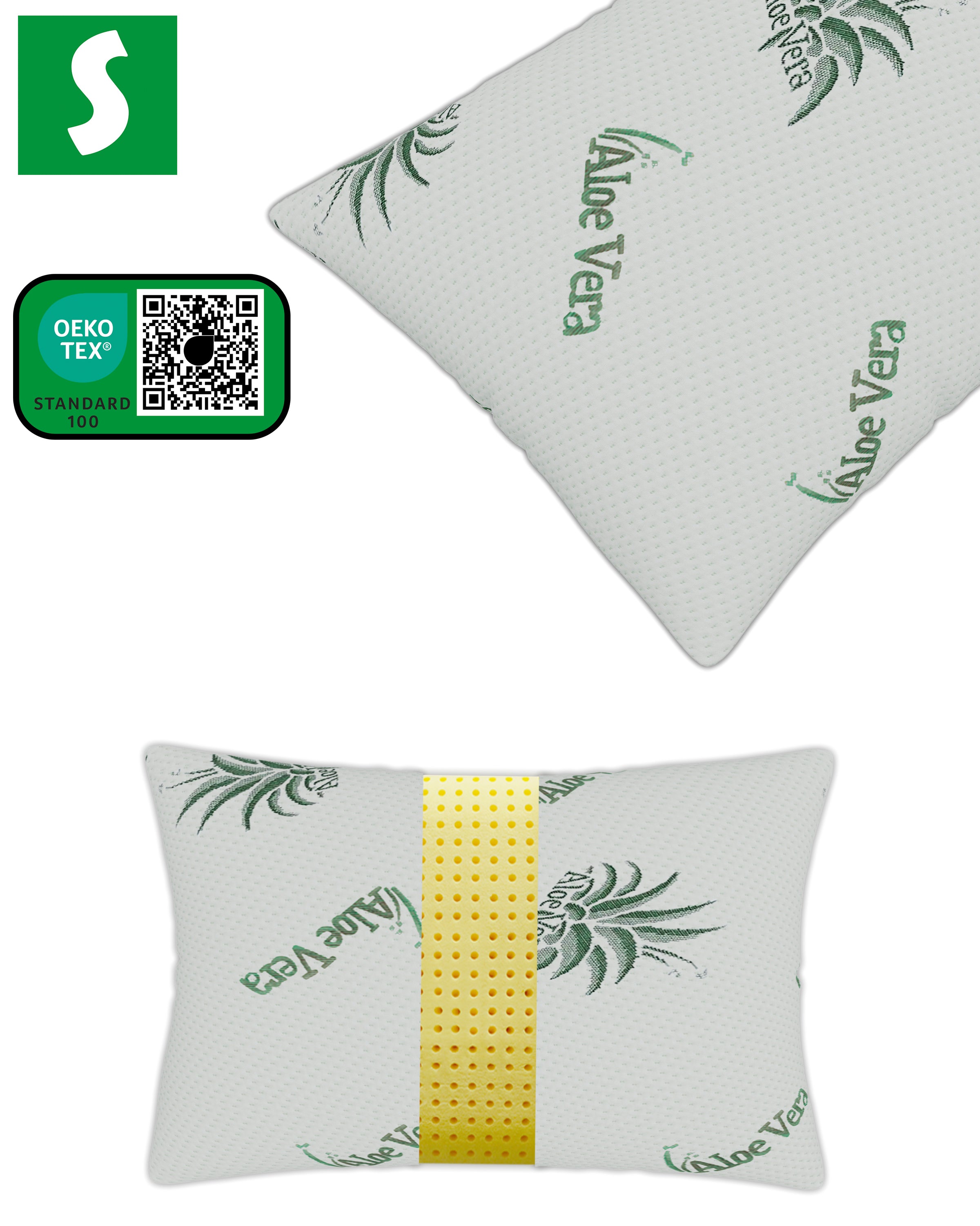 aloe vera kissen dänisches bettenlager Aloe Vera Viscokissen 40x80cm – Ergonomisches Kissen für entspannten S