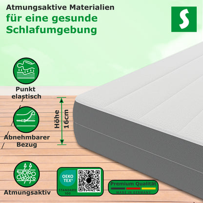 7-Zonen Kaltschaummatratze – 17 cm Höhe, Härtegrad H3, ergonomisch & atmungsaktiv