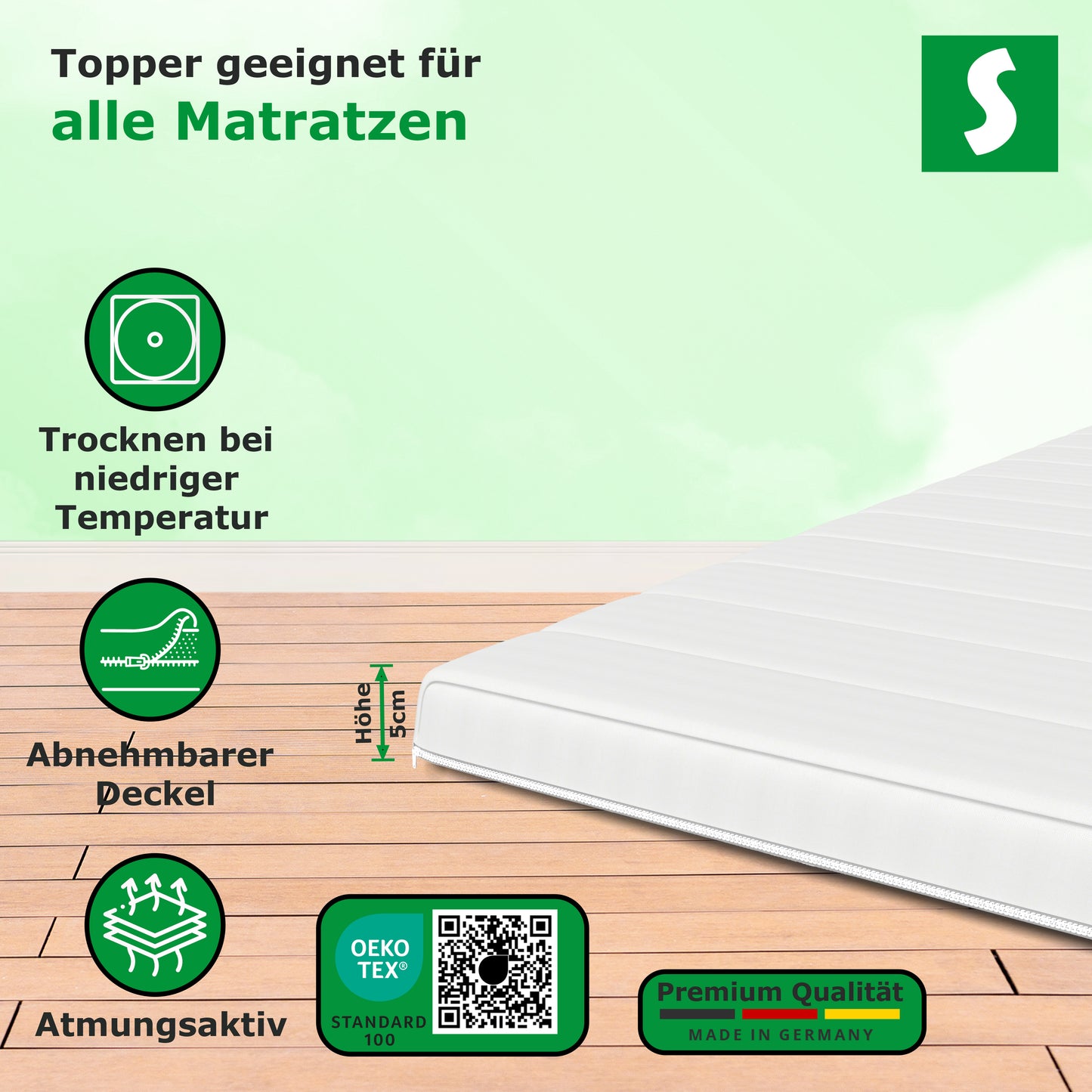 Bequemer 5cm Gelschaumtopper für besseren Schlafkomfort