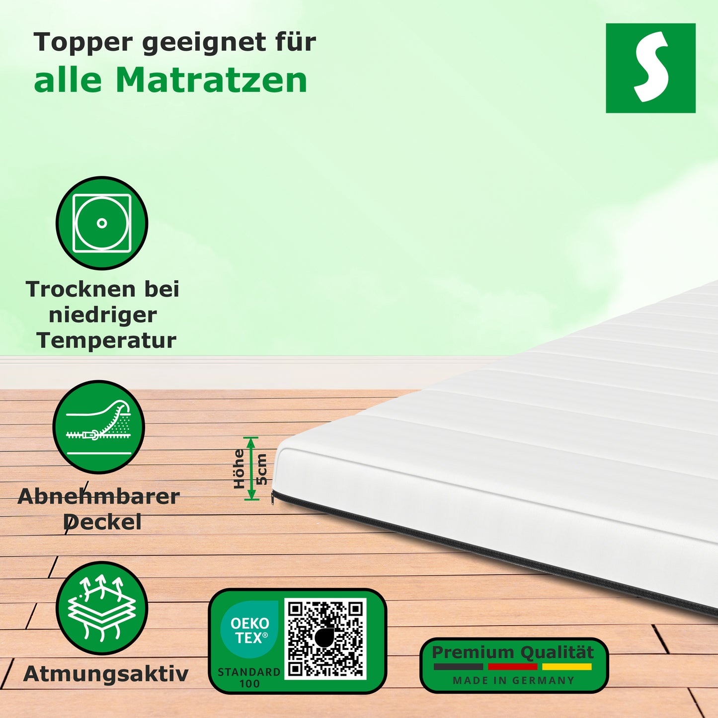 Premium Gelschaum Matratzen-Topper für maximalen Schlafkomfort