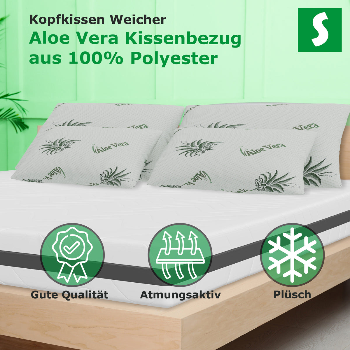aloe vera kissen dänisches bettenlager Aloe Vera Viscokissen 40x80cm – Ergonomisches Kissen für entspannten S